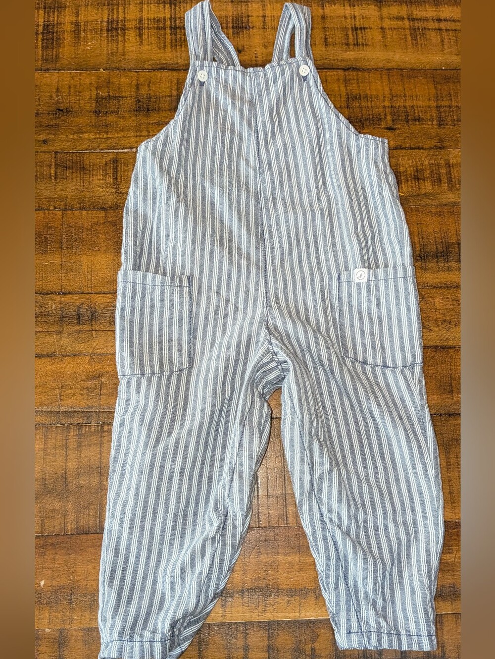 Little Planet By Carter's Organic Blue & White Striped Toddler Overalls, 24m